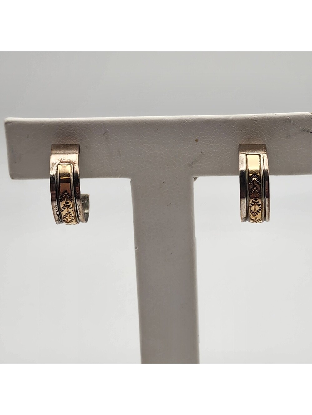 Vintage Keith James 12K Gold Filled & Sterling Silver Two-Tone Hoop Earrings